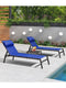 PURPLE LEAF 3 Pieces Outdoor Chaise Lounge Set Adjustable Textilene Patio Lounge Chair Set with Side Table Outdoor Reclining Chair - Purple Leaf Garden