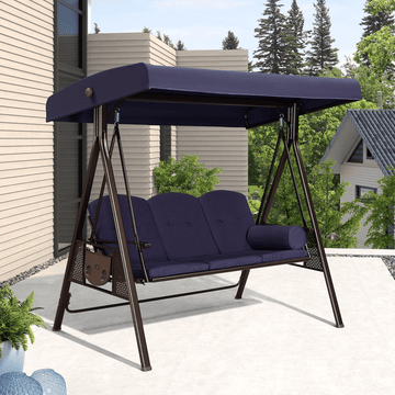 3-Seat Porch Swing Weather-Resistant Steel Frame - Main Image
