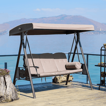 PURPLE LEAF 3 Seat Deluxe Outdoor Swing Patio Swing with