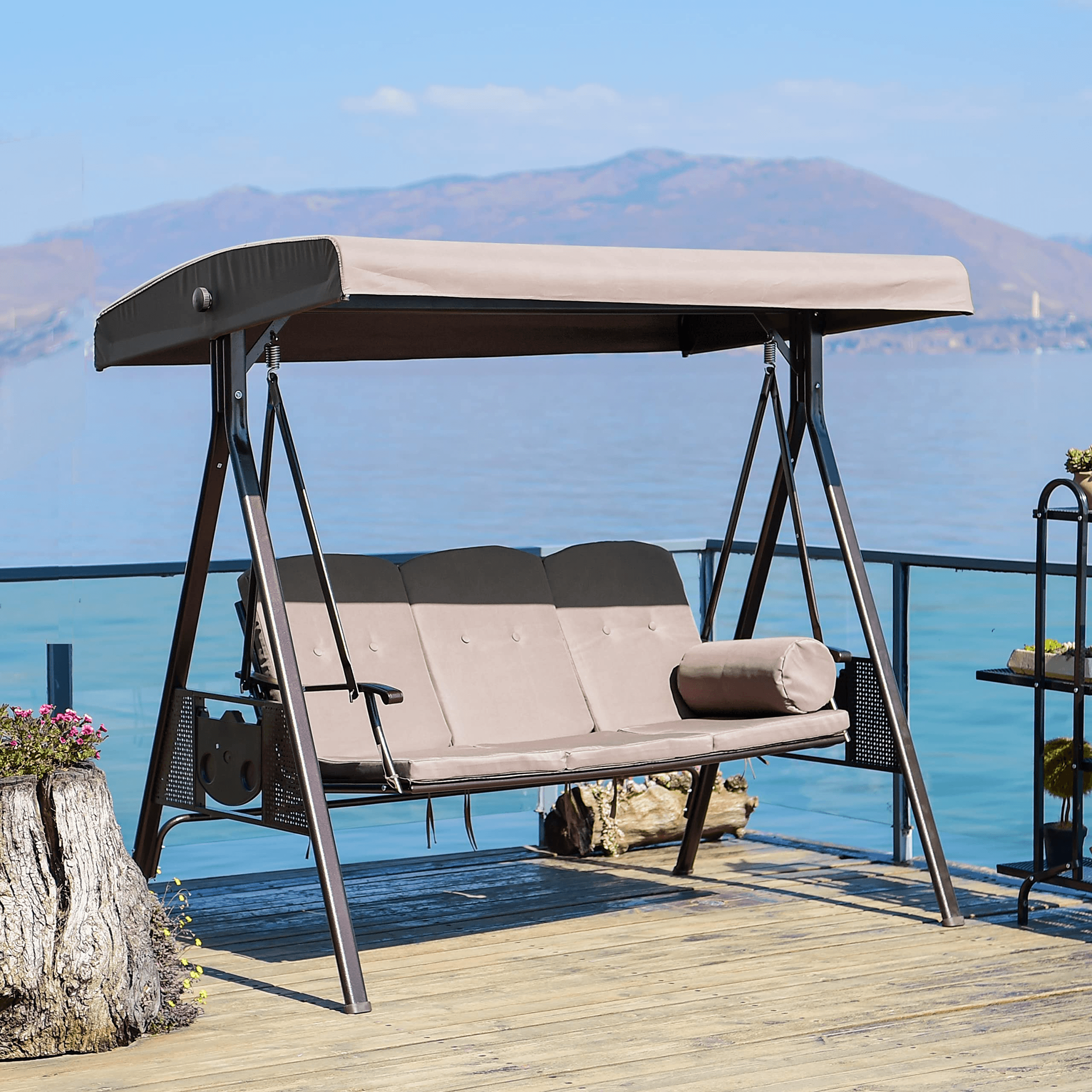 Purple Leaf Porch Swing With Canopy Heavy Duty Porch Swing PURPLE