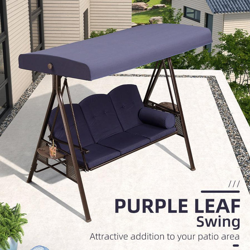 PURPLE LEAF 3-Seat Deluxe Outdoor Porch Swing