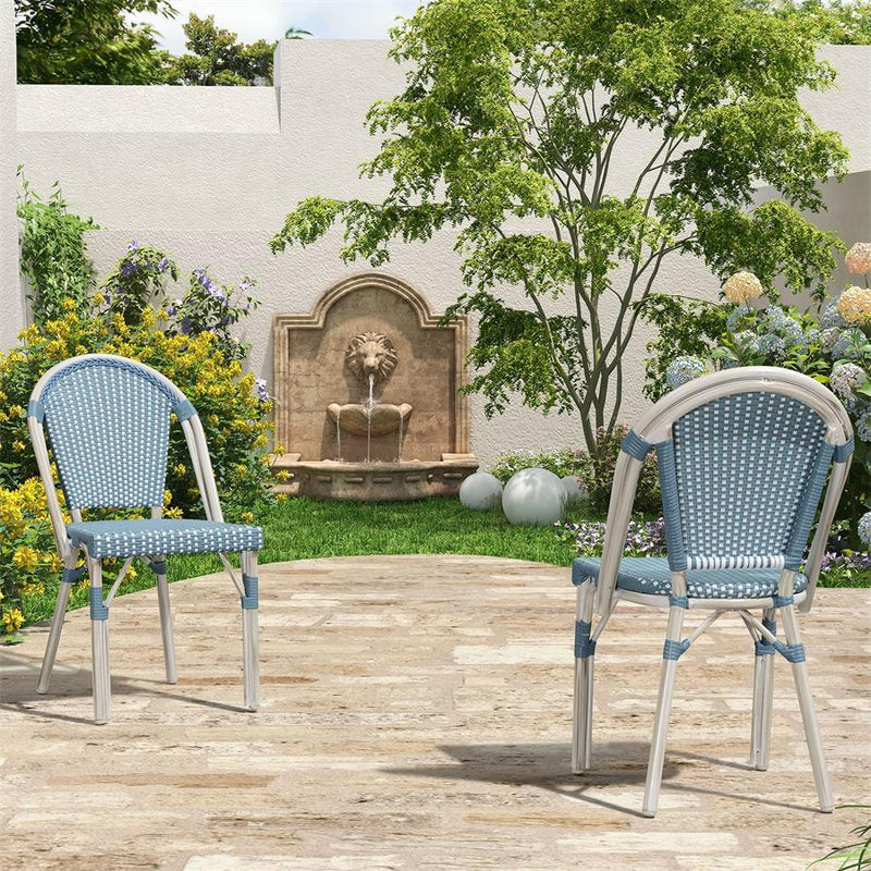 PURPLE LEAF Bistro Chair (Set of 2) French Hand-Woven Wicker Chairs for Outdoor Patio Porch Garden Indoor Dining Chairs - Purple Leaf Garden