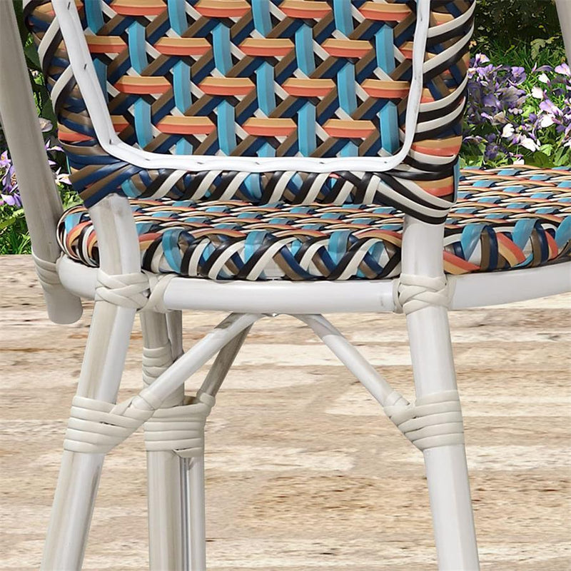 PURPLE LEAF Bistro Chair (Set of 2) French Hand-Woven Wicker Chairs for Outdoor Patio Porch Garden Indoor Dining Chairs - Purple Leaf Garden