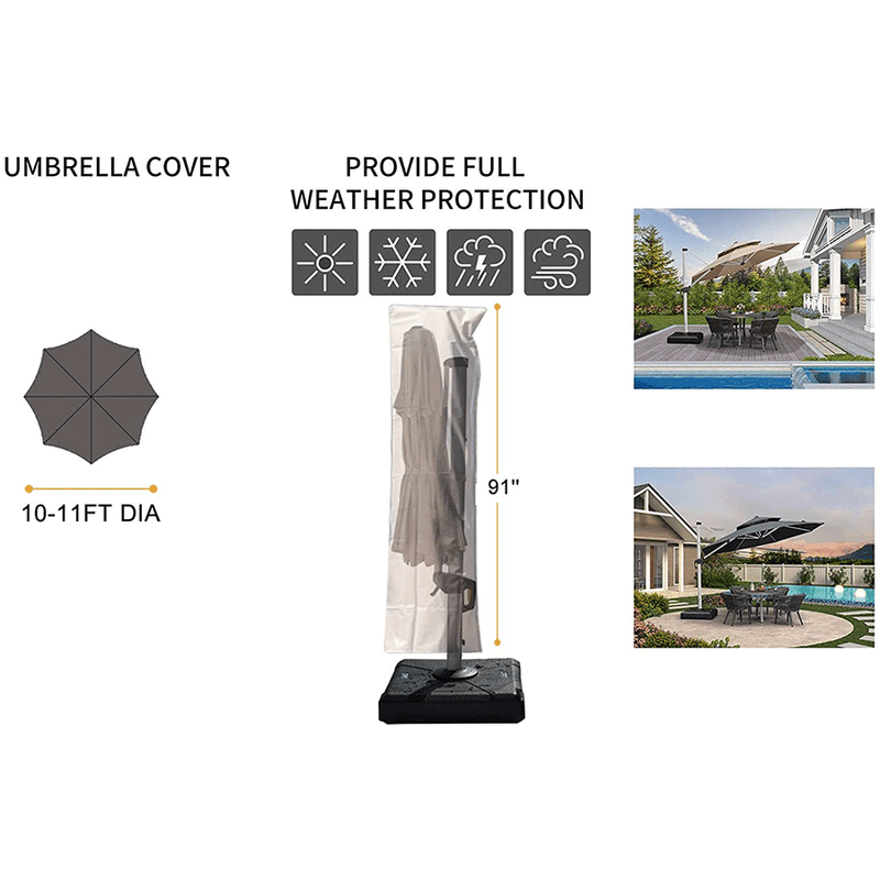 PURPLE LEAF Cantilever Umbrella Cover with Zipper Out Door Umbrella Patio Umbrella Cover - Purple Leaf Garden
