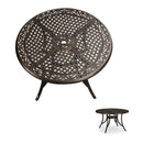 PURPLE LEAF Cast Aluminum Patio Dining Armchairs And Round Table | Rhombus And Square Lattice Designs - Purple Leaf Garden