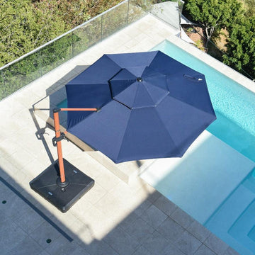 Wood-Grain Aluminum Patio Umbrella (10-13 ft)