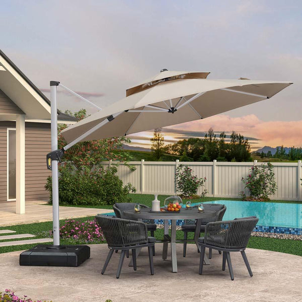 10ft Round Porch Umbrella Outside Patio Umbrella, Brick Red