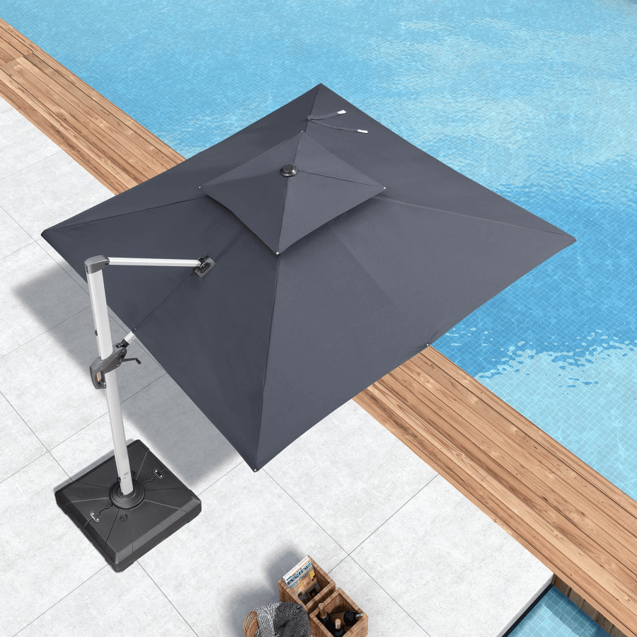 square outdoor umbrella beige color