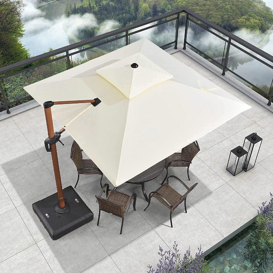 9/10/11/12ft Wood Pattern Square Cantilever Patio Umbrella 9/10/11/12ft Wood Pattern Square Cantilever Patio Umbrella