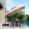 PURPLE LEAF Double Top 9 / 10 / 11 / 12 ft Square Aluminum Sun Umbrellas In Wood Color - Purple Leaf Garden