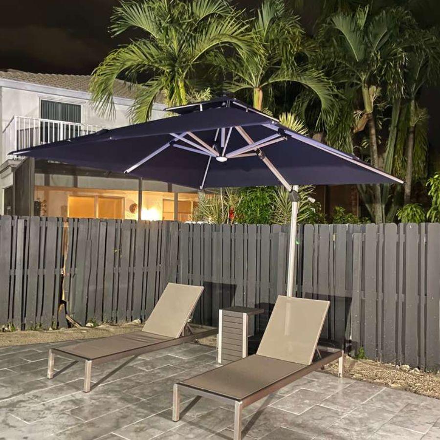 6 foot square patio umbrellas Open Box Square Patio Umbrella w/ Solar LED