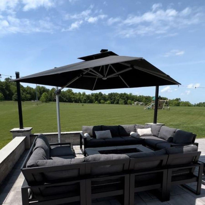 large patio umbrella with lights