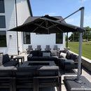 small patio umbrella with base