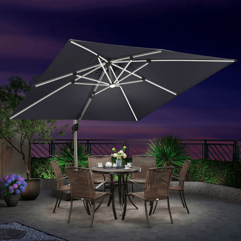 11 ft patio umbrella with solar lights