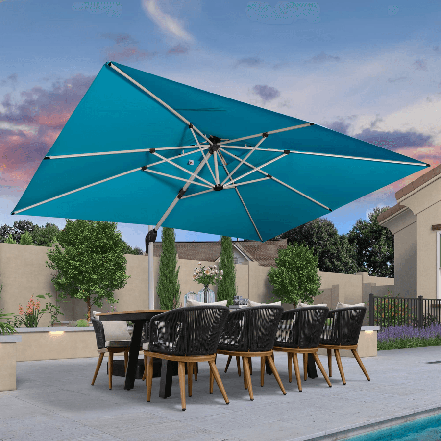 12 ft rectangle patio umbrella PURPLE LEAF 10x13ft Windproof Umbrella with Thick Pole, Large Rectangular Pool Umbrella, Turquoise Blue