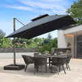 PURPLE LEAF Double Top 10 / 11 / 12 ft Square Cantilever Olefin Fabric Patio Umbrella - Purple Leaf Garden