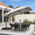 PURPLE LEAF Double Top 10 / 11 / 12 ft Square Cantilever Olefin Fabric Patio Umbrella - Purple Leaf Garden