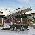 PURPLE LEAF Double Top 10 / 11 / 12 ft Square Cantilever Olefin Fabric Patio Umbrella - Purple Leaf Garden