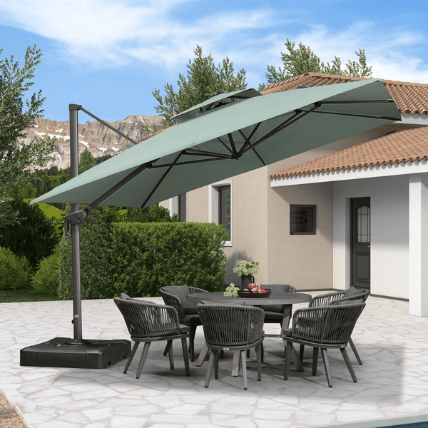 PURPLE LEAF Double Top 10 / 11 / 12 ft Square Cantilever Olefin Fabric Patio Umbrella - Purple Leaf Garden