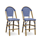 PURPLE LEAF French Counter Height Bar Stool Set of 2, Patio Bar Chairs with Back Rattan, French Bistro Set - Purple Leaf Garden