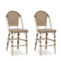 PURPLE LEAF French Counter Height Bar Stool Set of 2, Patio Bar Chairs with Back Rattan, French Bistro Set - Purple Leaf Garden