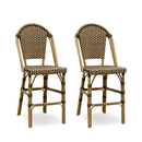 PURPLE LEAF French Counter Height Bar Stool Set of 2, Patio Bar Chairs with Back Rattan, French Bistro Set - Purple Leaf Garden