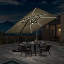 PURPLELEAF patio umbrella Beige/LED+Swivel