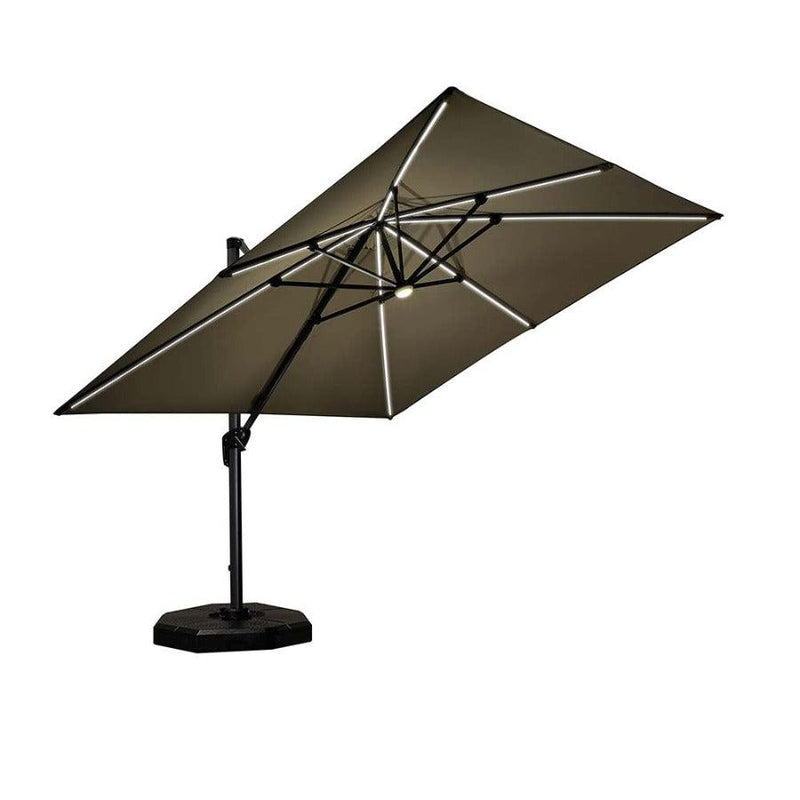 PURPLELEAF patio umbrella Grey/LED+Swivel