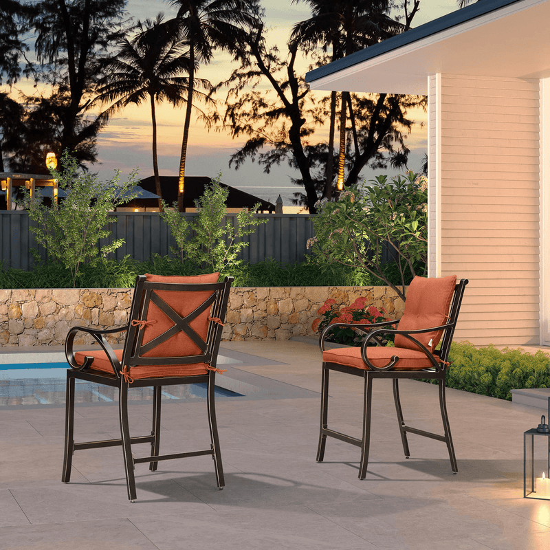 PURPLE LEAF Outdoor Bar Stools Set of 2 Modern Cast Aluminum Barstools - Purple Leaf Garden