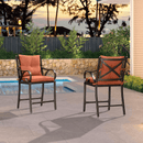PURPLE LEAF Outdoor Bar Stools Set of 2 Modern Cast Aluminum Barstools - Purple Leaf Garden