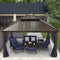 PURPLE LEAF Outdoor Hardtop Gazebo For Patio Bronze Aluminum Frame Pavilion With Navy-Blue Curtain - Purple Leaf Garden