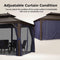 PURPLE LEAF Outdoor Hardtop Gazebo For Patio Bronze Aluminum Frame Pavilion With Navy-Blue Curtain - Purple Leaf Garden
