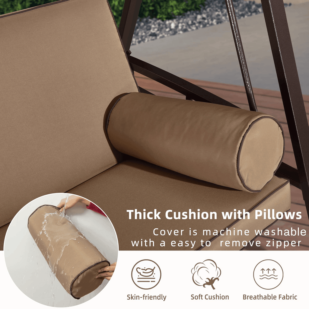 3-Seat Porch Swing Bed | Adjustable Backrest