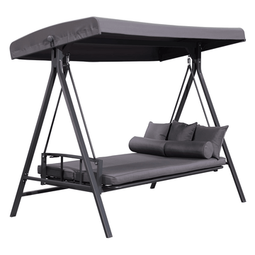 PURPLE LEAF Outdoor Patio Porch Swing Adjustable Backrest 3 seat Swing Chair with Weather Resistant Steel Frame for Backyard Pillows Included