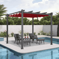 PURPLE LEAF Outdoor Retractable Pergola with Sun Shade Canopy Patio Metal Shelter for Garden Porch Beach Pavilion Grill Gazebo Yard Grape Trellis Pergola-Purple Leaf Garden