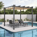 PURPLE LEAF Outdoor Retractable Pergola with Sun Shade Canopy Patio Metal Shelter for Garden Porch Beach Pavilion Grill Gazebo Yard Grape Trellis Pergola-Purple Leaf Garden