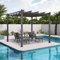 PURPLE LEAF Outdoor Retractable Pergola with Sun Shade Canopy Patio Metal Shelter for Garden Porch Beach Pavilion Grill Gazebo Yard Grape Trellis Pergola-Purple Leaf Garden