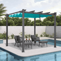 PURPLE LEAF Outdoor Retractable Pergola with Sun Shade Canopy Patio Metal Shelter for Garden Porch Beach Pavilion Grill Gazebo Yard Grape Trellis Pergola-Purple Leaf Garden