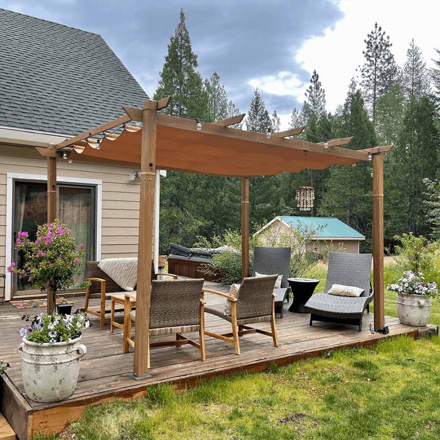 Outdoor Retractable Pergola 10x13 ft | Patio Sun Shade Canopy