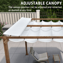 Outdoor Retractable Metal Pergola with Sun Shade Canopy-Purple Leaf Garden