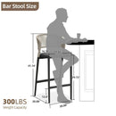 PURPLE LEAF Patio Bar Stool Rattan Bar Height Chair Counter Stool with Backrest and Cushion - Purple Leaf Garden