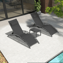PURPLE LEAF Patio Chaise Lounge Set Outdoor Beach Pool Sunbathing Lawn Lounger Recliner Chair Outside Chairs with Side Table Included - Purple Leaf Garden
