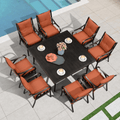 9 Piece Brick Red Patio Dining Set