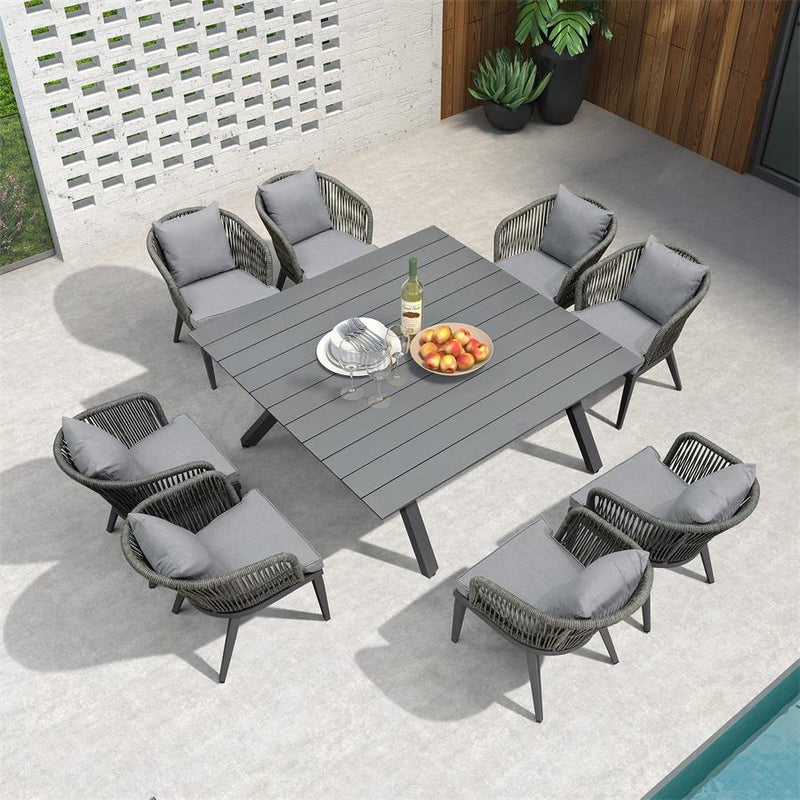 PURPLE LEAF Patio Dining Square Table with Aluminum Frame Table - Purple Leaf Garden
