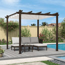 Outdoor Retractable Metal Pergola with Canopy For Garden -Purple Leaf Garden