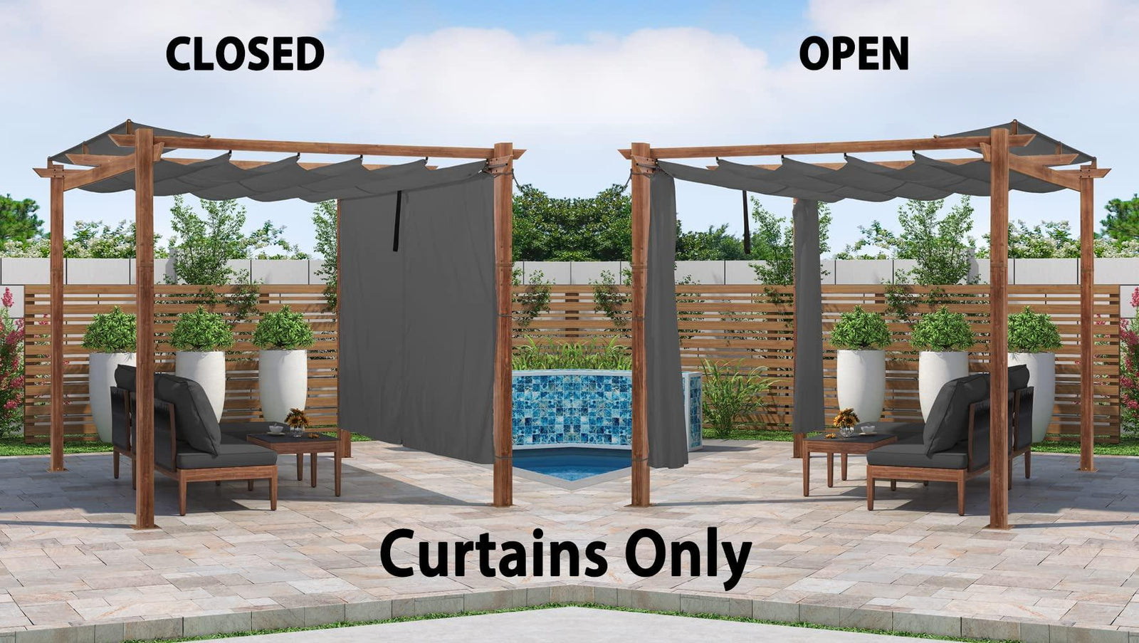 Retractable Outdoor Curtains Pergola Gazebo Shades