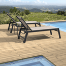 PURPLE LEAF Outdoor Chaise Lounge Aluminum with Side Table and Wheels Reclining Chair - Purple Leaf Garden
