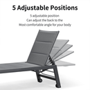 PURPLE LEAF Outdoor Chaise Lounge Aluminum with Side Table and Wheels Reclining Chair - Purple Leaf Garden