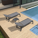 PURPLE LEAF Outdoor Chaise Lounge Aluminum with Side Table and Wheels Reclining Chair - Purple Leaf Garden