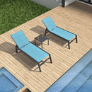PURPLE LEAF Outdoor Chaise Lounge Aluminum with Side Table and Wheels Reclining Chair - Purple Leaf Garden